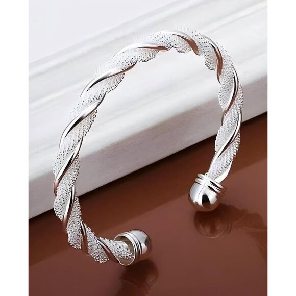 Ladies Sterling Silver Adjustable Open Cuff Bracelet Handmade Italian Jewelry Gi - Picture 2 of 7